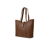 Brown Faux Leather Tote Bag