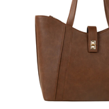 Brown Faux Leather Tote Bag