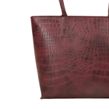 Burgundy Croc Texture Tote Bag